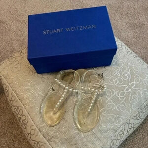 Stuart Weizman Goldie jelly clear pearl sandals 5.5 with box